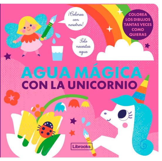 Portada cuento para colorear con agua Agua mágica con la unicornio