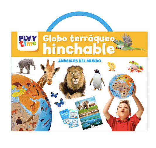 KIT GLOBO TERRAQUEO HINCHABLE ANIMALES DEL MUNDO