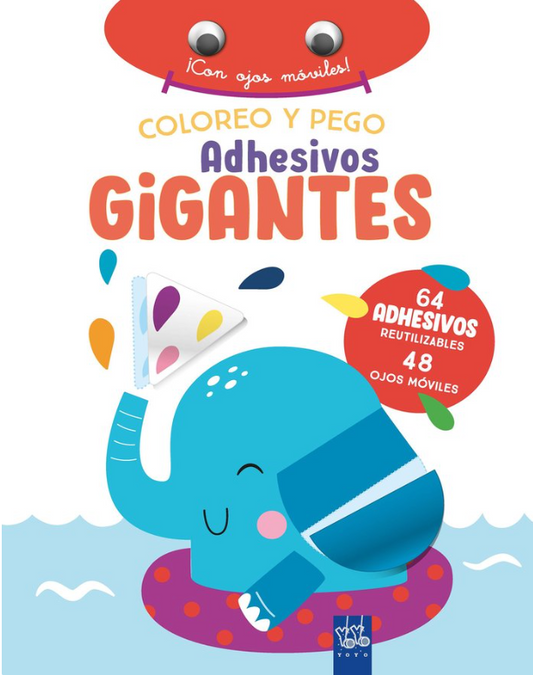 COLOREO Y PEGO ADHESIVOS GIGANTES ELEFANTE